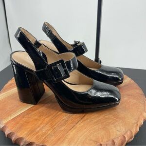 Michael Kors Patent Leather Mary Jane buckle slingback Pumps leather Haylen Sz 7